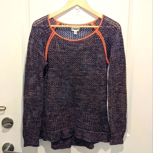 $5 Item American Eagle Outfitters S Open Knit Blue Purple and Neon Coral Sweater - Picture 1 of 8